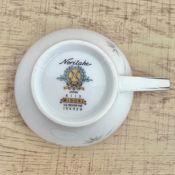 Noritake VINTAGE 60s Midori Japanese Porcelain Tea Cup Set Bamboo 6113 M10 - Picture 8 of 14